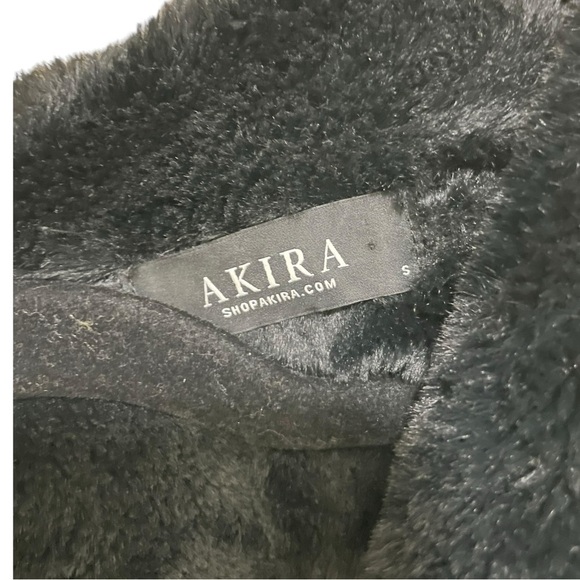 AKIRA FAUX SUEDE LEATHER FUR COAT, SIZE SMALL - Picture 16 of 16